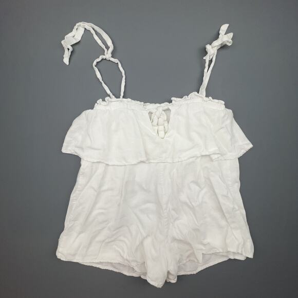 Polly White Ruffle Romper US 6 Tie Strap Summer Casual Beachwear - Picture 2 of 9